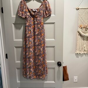 Sincerely Jules Orange and Black Floral Maxi Dress